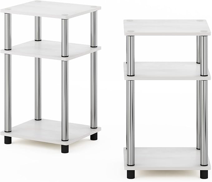 Furinno JUST Side Table Set of 2, 3-Tier Modern End Tables, Open Shelves Night - Image 8