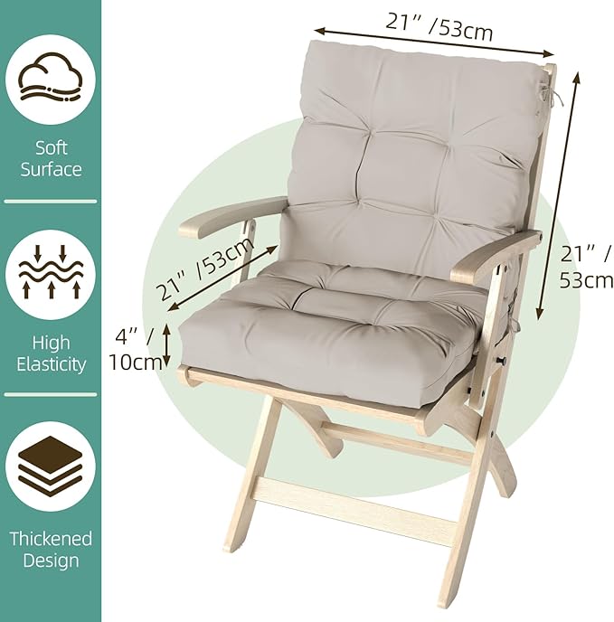 Outdoor Chair Cushions Set of 2, High Back Soft Seat Pad - Image 9