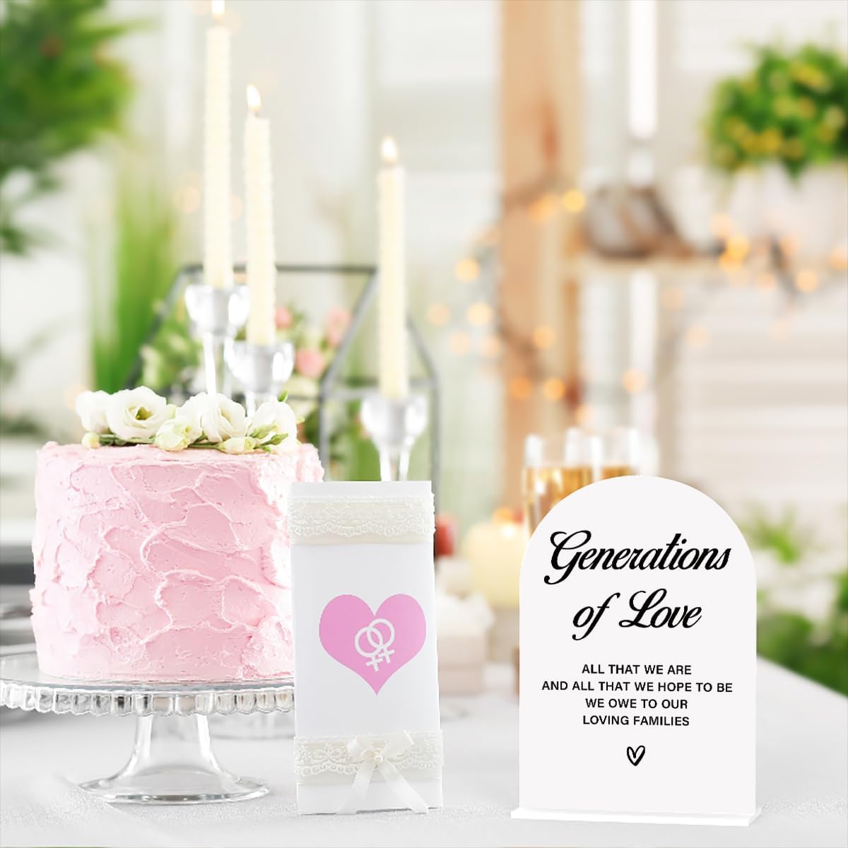 Acrylic Wedding Sign Generations of Love Sign for Wedding Wedding Signs for Ceremony Modern Calligraphy Arch Acrylic Table Top Sign for Wedding Reception and Event Party Table(white)