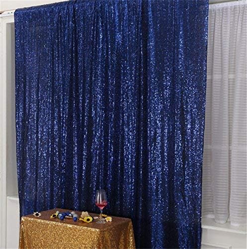 Eternal Beauty Navy Blue Sequin Backdrop, 8x8 Ft Glitter Background Curtains for Shimmer Photography Party Wedding Birthday Independence Day Back Drop Decor