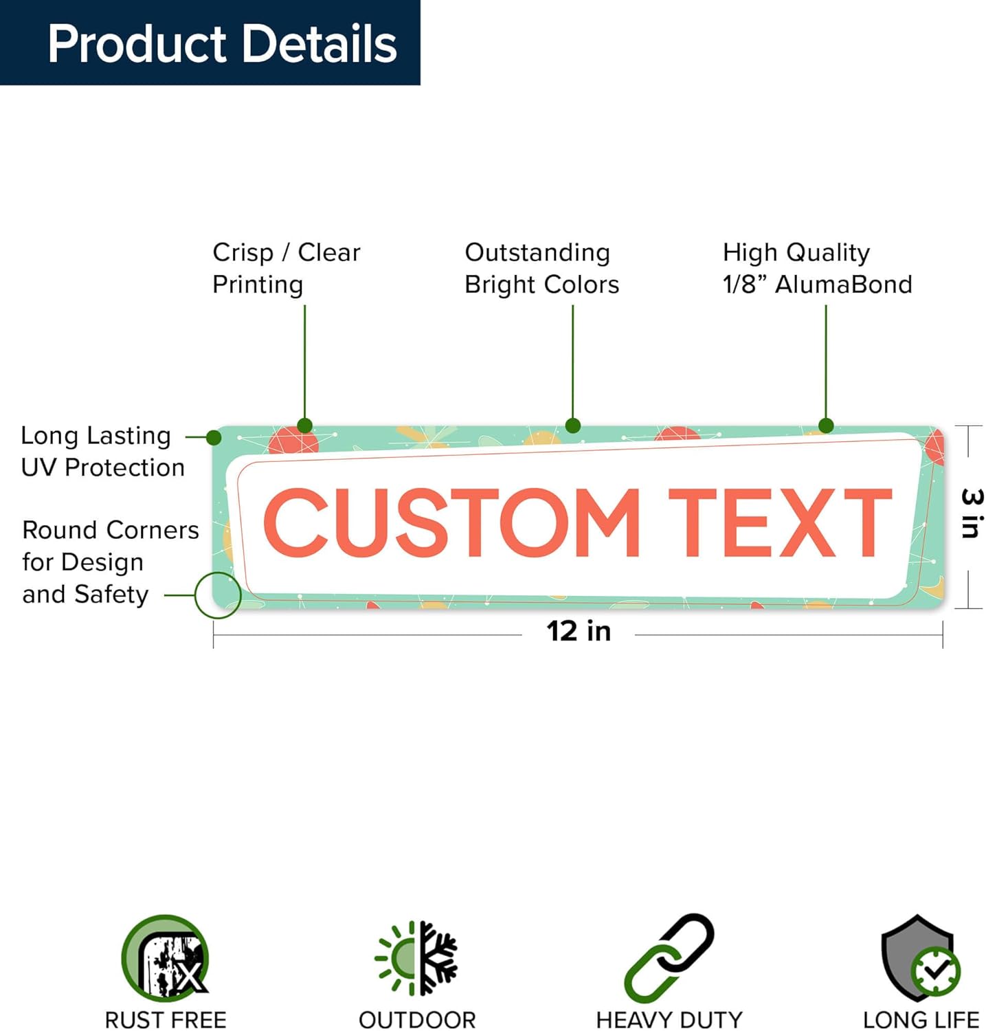 Custom Sign, Custom Street Sign, 11 Font Colors, 13 Font Styles, 4 Hole Options, 22 Sizes, 3x12 Inches, Rust Free DiBound, Fade Resistant, Made in USA by My Sign Center (Mid-Century Modern 2)