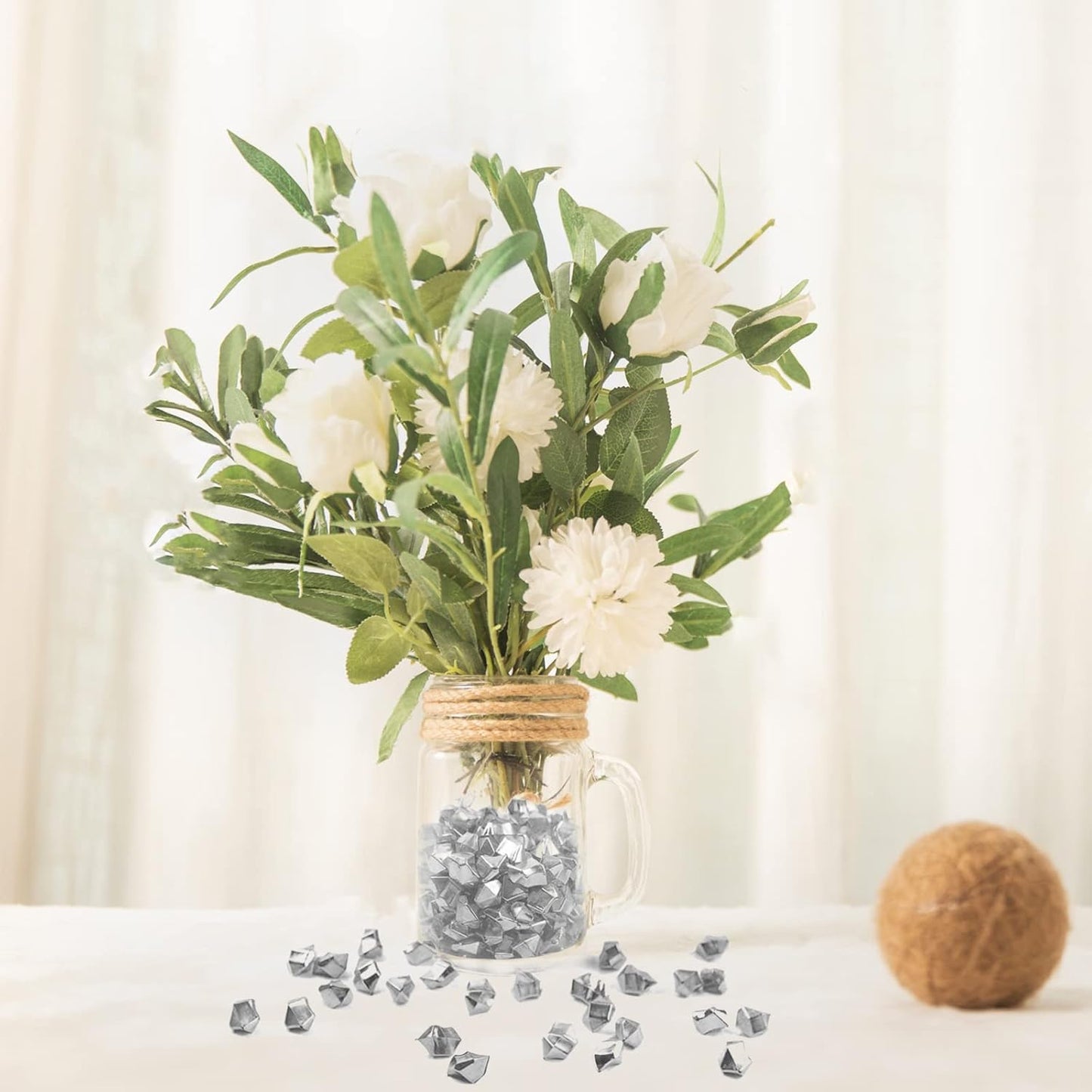 Fake Crushed Ice Cubes, Vase Fillers, 11 * 14 mm 650 pcs Reusable Fake Ice Cubes Artificial Acrylic Crystal Cubes for Wedding Decor Gold