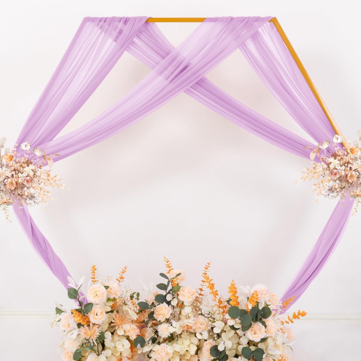 MLMC Lilac Purple Wedding Arch Draping Fabric 2 Panels 29" x 20 FT Extra Long Lavender Gauze Drapes Sheer Backdrop Curtains 6.6 Yards Outdoor Drapery Panels for Wedding Party Ceiling Decoration