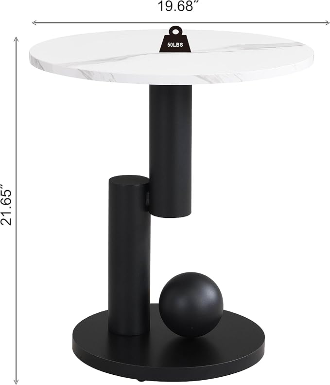 Modern Oval Coffee Table Set of 2, Faux Marble Coffee Table and Round End Table - Image 8