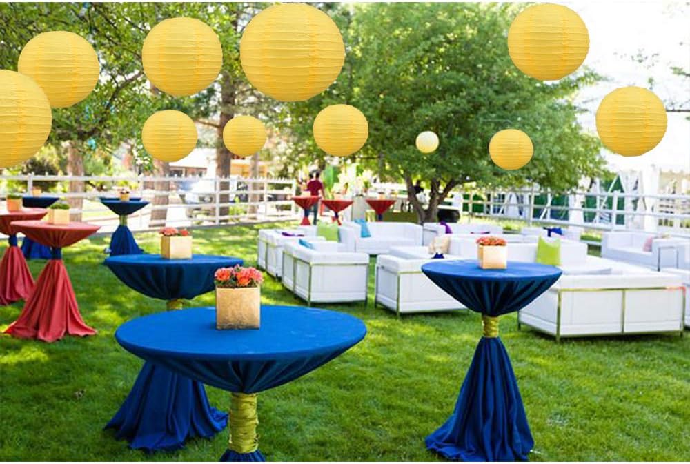 BEISHIDA 6-Inch Yellow Round Paper Lanterns Decorative Hanging Asia Chinese Japanese Paper Lanterns Lamp for Birthday Halloween Wedding Baby Bridal Shower Fall Home Decor Party Decoration(6 Packs)