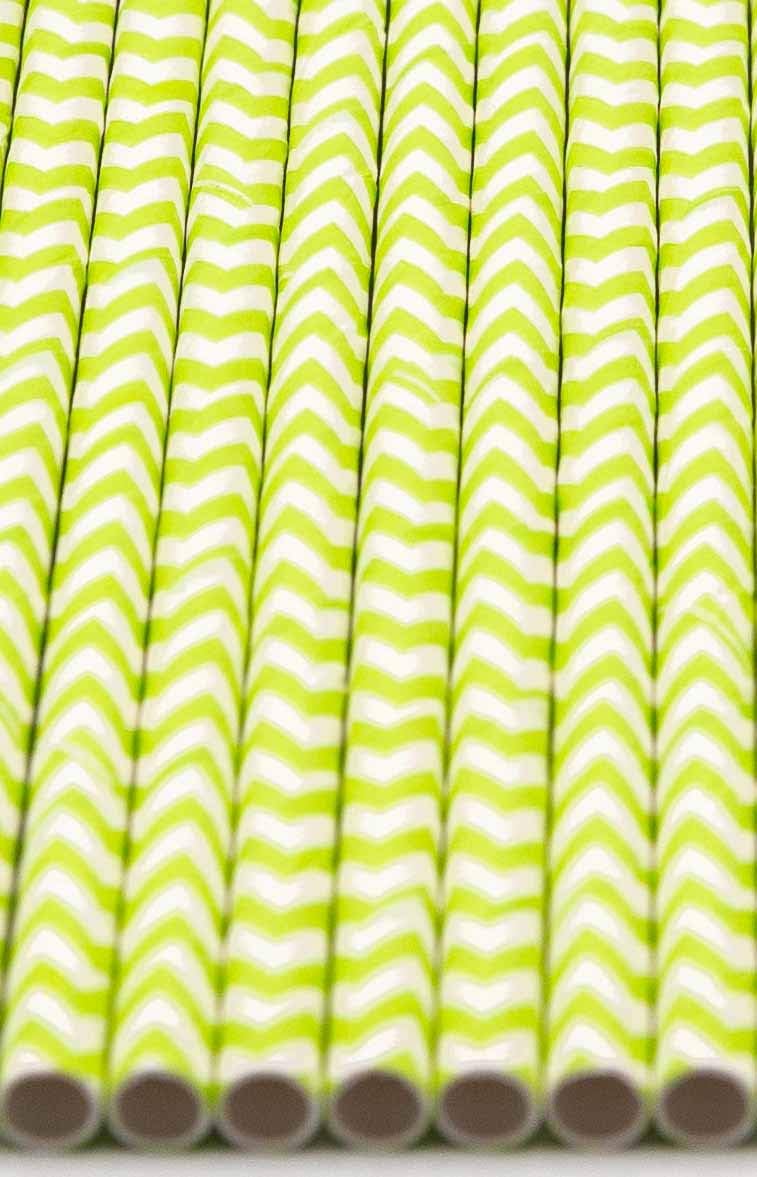 Pack of 150 Green Chevron Biodegradable 4-Ply Paper Drinking Straws (Compostable, Non-toxic, BPA-free)