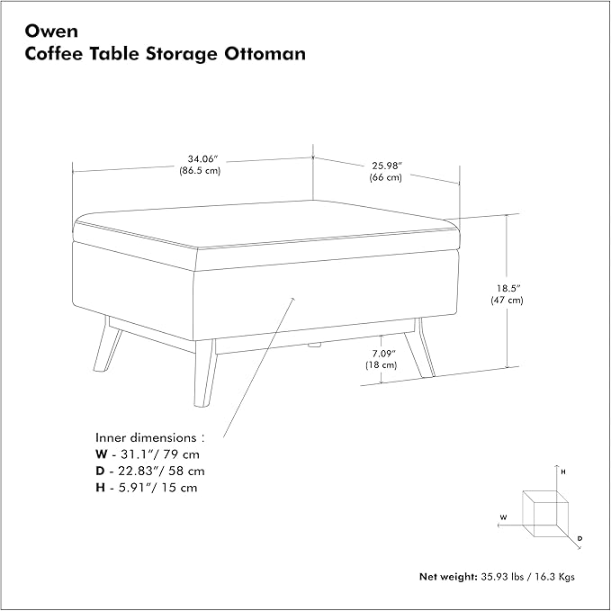 SIMPLIHOME Owen Coffee Table Storage Ottoman - Image 14