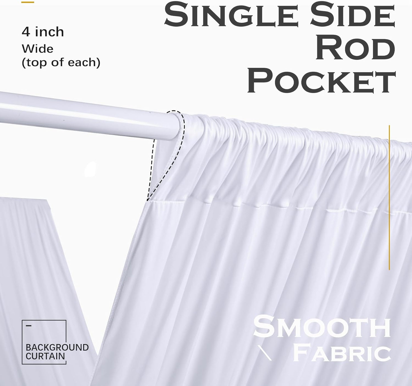 PartyVillage 12 Panels 5ftx30ft White Ceiling Drapes for Wedding Parties â 30 FT Extra Long Thick Polyester Wrinkle-Free Drapery Tent Decor Decorations for Birthday Party Ceremony Stage Swag