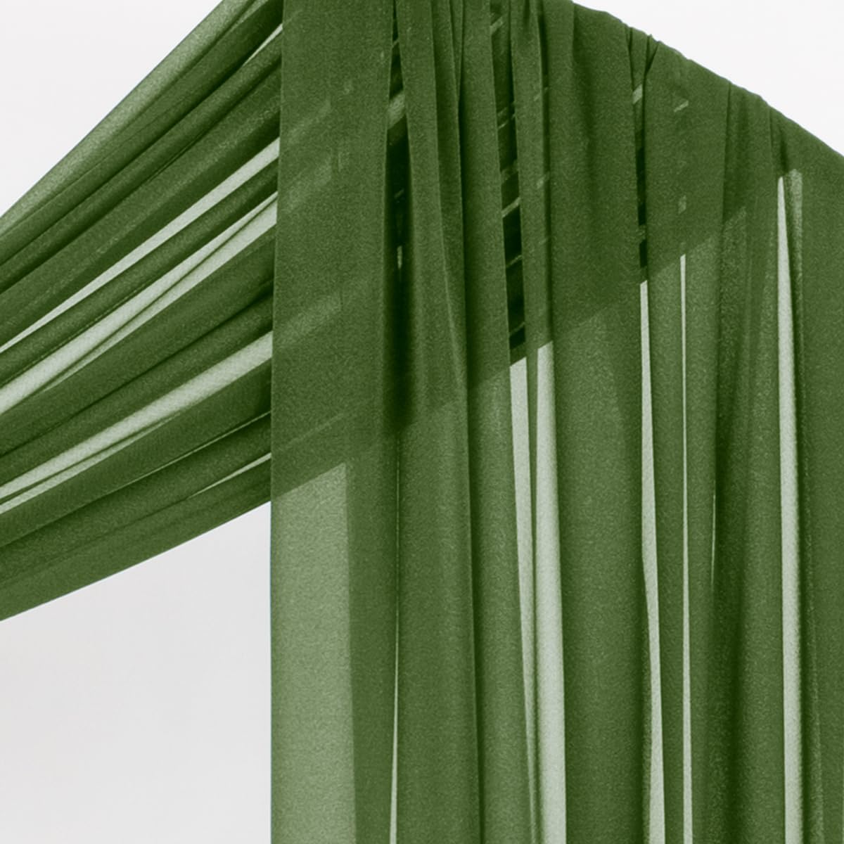 Socomi Olive GreenWedding Arch Draping Fabric 29" x 20Ft 4 Panels Sheer Outdoor Curtain Drapes Extra Long for Bridal Baby Shower Ceremony Birthday Party Decor