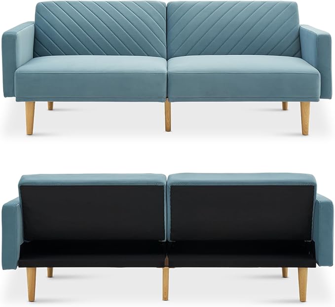 mopio 76.4" Futon Sofa Bed, Sleeper Sofa, Mid Century Modern Futon Couch - Image 9