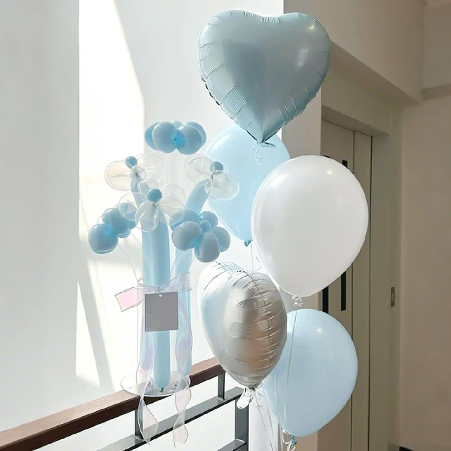 Baby Blue Heart Balloons,12Pcs 18 Inch Pastel Blue Foil Love Heart Shaped Balloons for Light Blue Birthday Party Wedding Engagement Anniversary Baby Shower Valentines Day Decorations