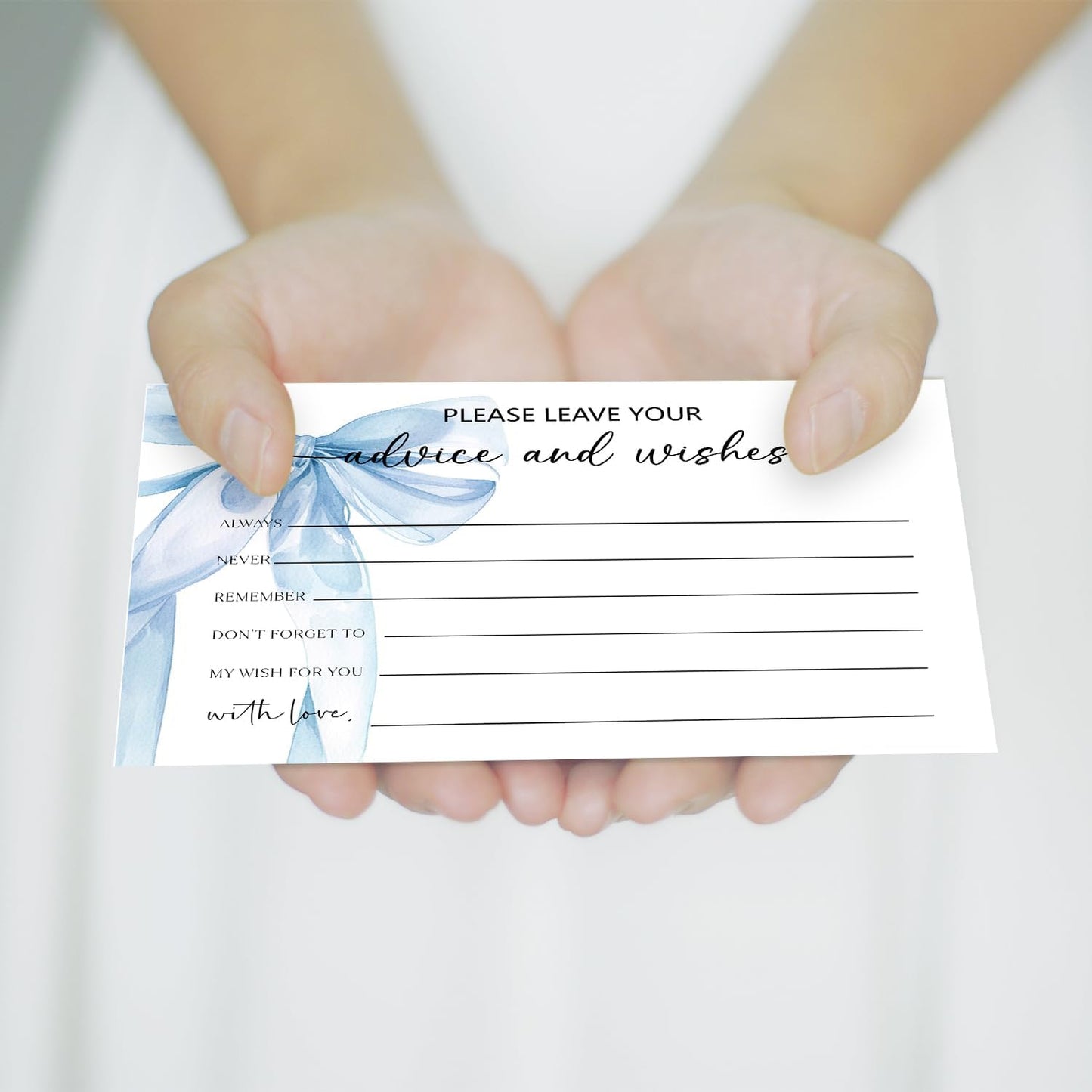 Blue Bow Advice and Wishes Card, Advice Cards for The Bride and Groom, Bridal Shower,Wedding or Baby Shower, Birthday, Graduation, Retirement, Guestbook - 25 Cards -13