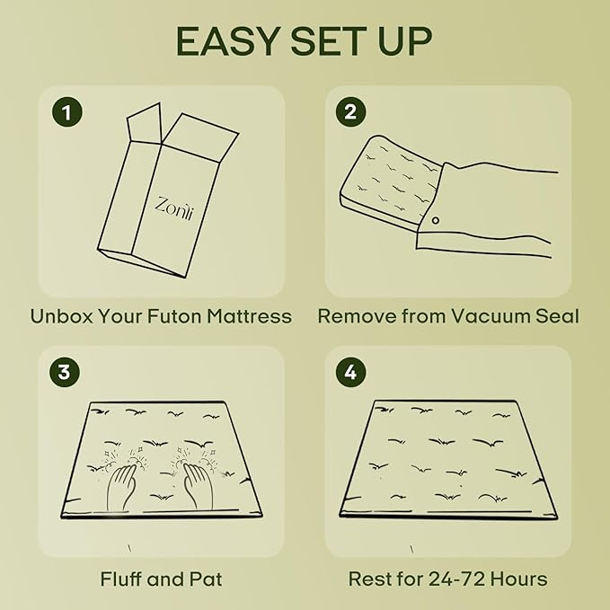 ZonLi Japanese Floor Futon Mattress Queen Size 80"x 60", 100% Cotton Cover - Image 7