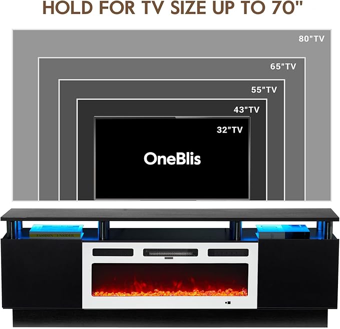 70" TV Stand for Living Room, Modern Entertainment Center & Media Console - Image 7