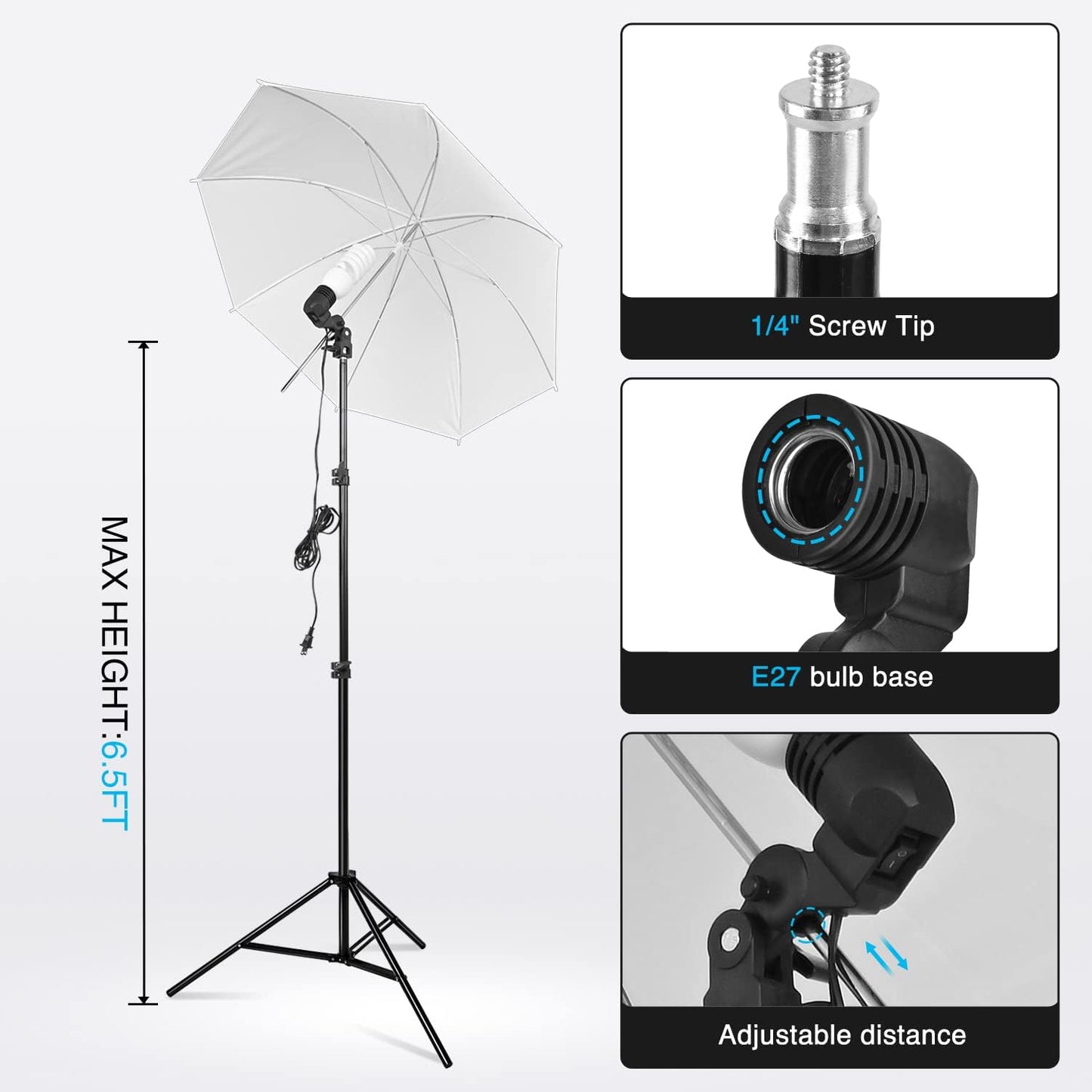 Yesker Photography Lighting Kit 8.5 x 10 ft Background Support System Umbrellas Softbox Continuous Lighting Kit for Photo Shoot Studio Portrait, Product and Video Recording Photography