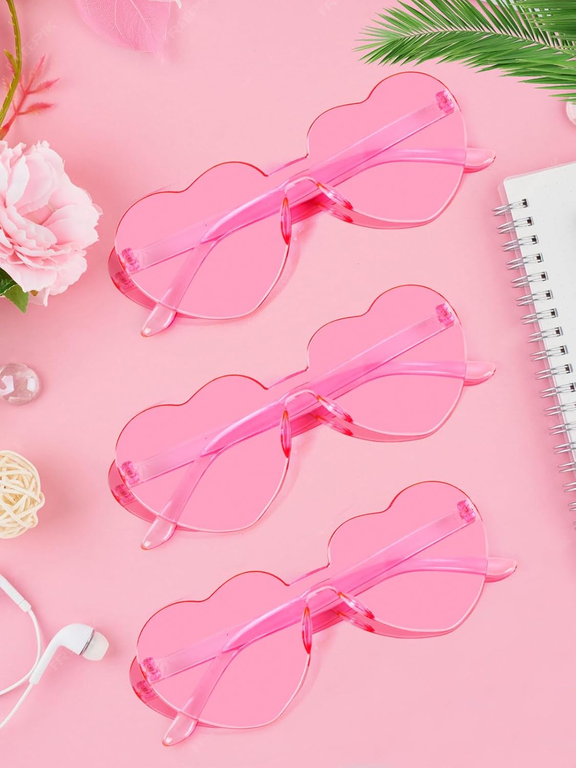 12 Pairs Heart Shaped Sunglasses for Women Colorful Glasses Fun Trendy Transparent Heart Sunglasses Party Favor (Multiple Pink)