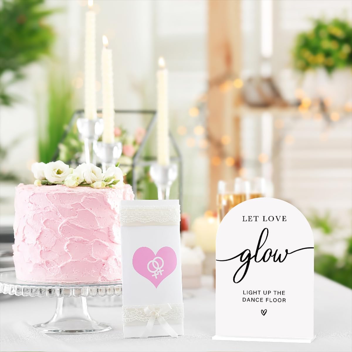 Acrylic Wedding Sign Let Love Glow Sign for Wedding Wedding Signs for Ceremony Modern Calligraphy Arch Acrylic Table Top Sign for Wedding Reception and Event Party Table(white)