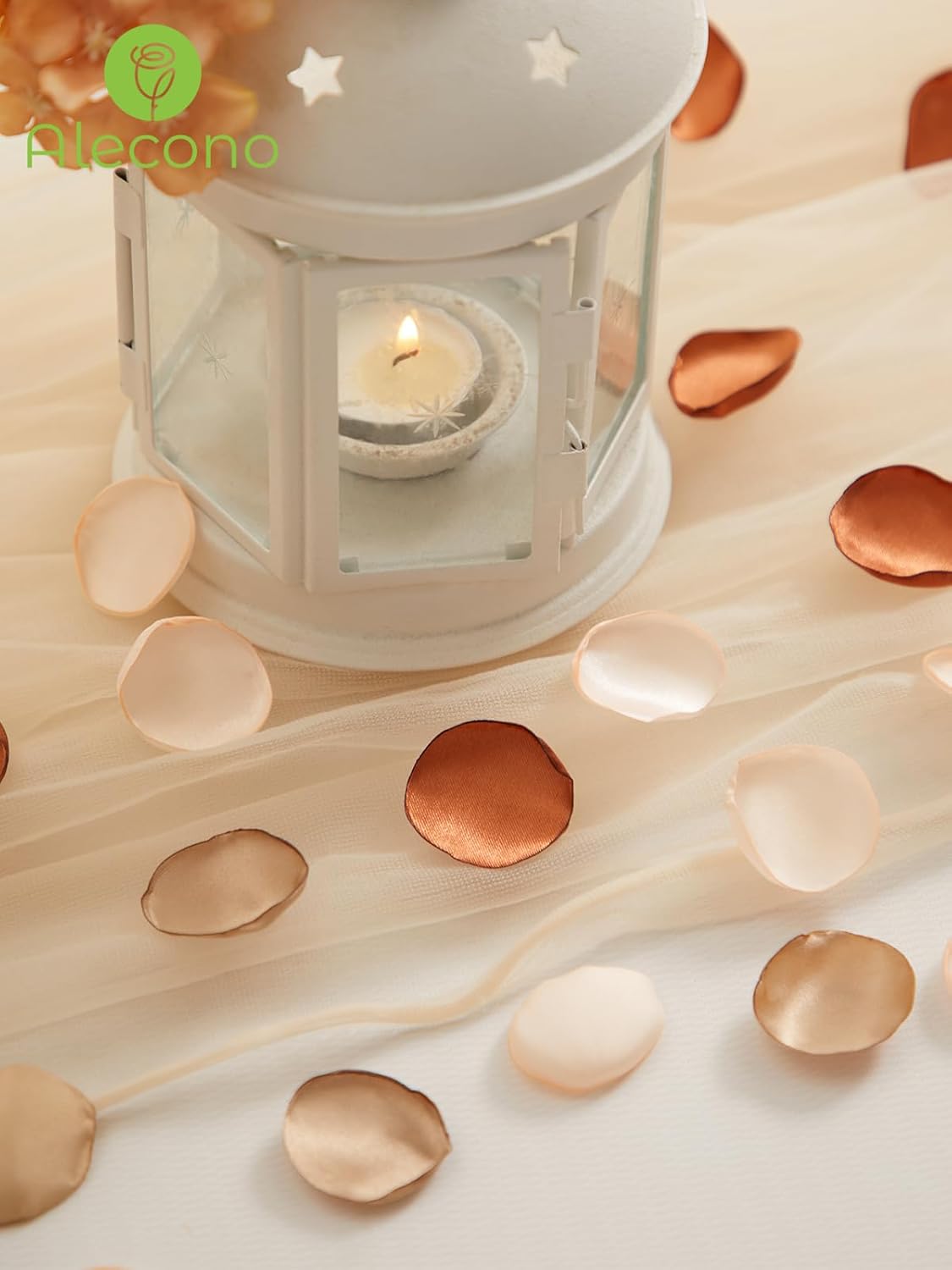 Alecono π²π¬π¬πππ¨ Silk Rose Petals, Faux Rose Petals Orange Rose Petals for Wedding Proposal Flower Girl Baket, Artificial Brown Fake Rose Petals for Night Table Decoration