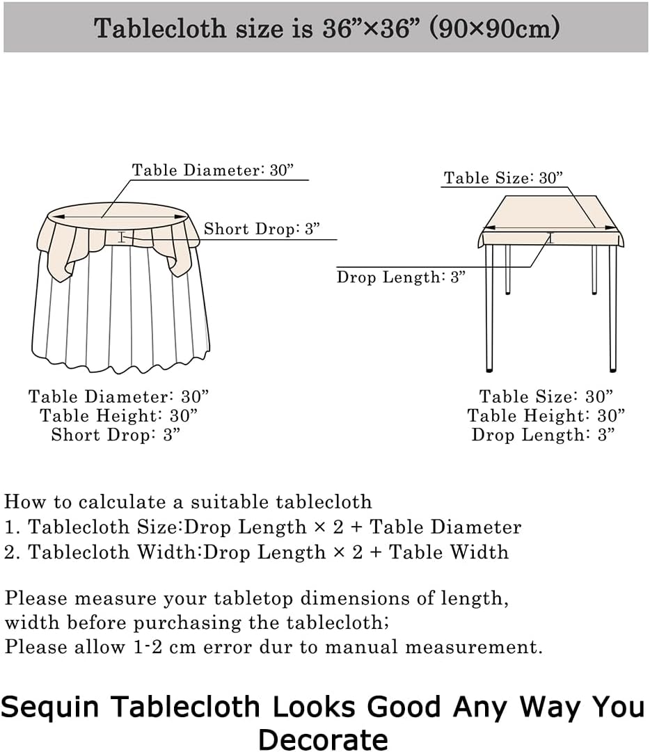 ShinyBeauty 36”x36” Iridescent Green Sequin Tablecloth - Glittery Overlay for Small Tables, Perfect for Birthday & Baby Shower Decor, Sparkly & Durable