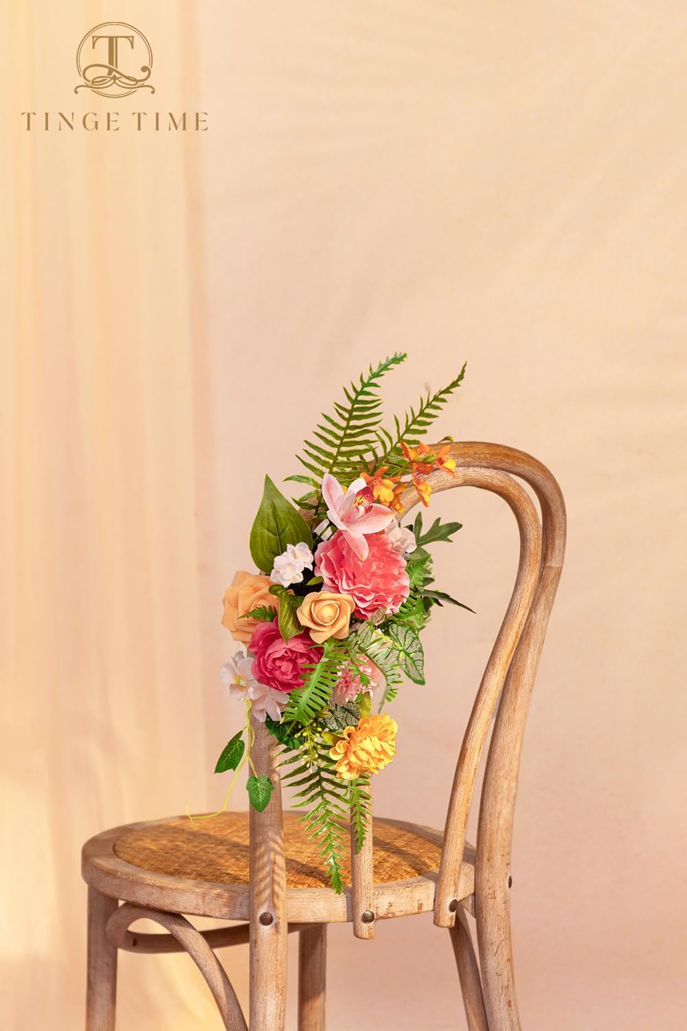 TINGE TIME Artificial Flowers Tropical Citrus & Pink Flower Combo for DIY Summer Wedding Bouquets Table Centerpieces Arrangements Party Baby Shower Home Decorations