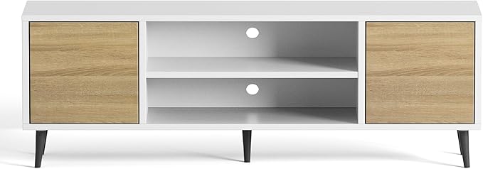 JUMMICO TV Stand for 65 Inch TV, Mid Century Modern TV Stand, Entertainment - Image 6