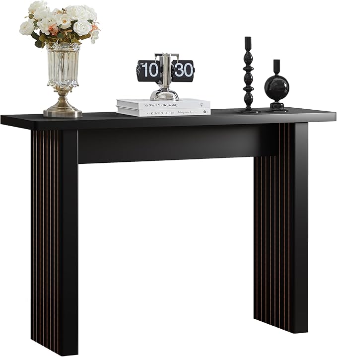 AVZEAR Mid Century Narrow Entryway Console Table, 43.3" Fluted Wood Couch Table - Image 9