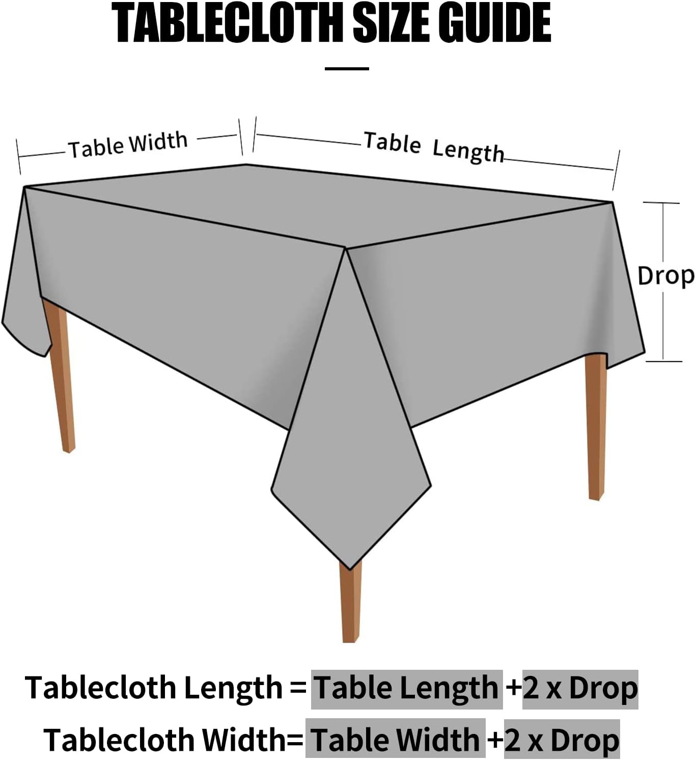 Smiry Rectangle Table Cloth, Waterproof Heavy Duty Vinyl Tablecloths, Wipeable Washable Table Cover for Kitchen and Dining Room (Black, 54" X 120")