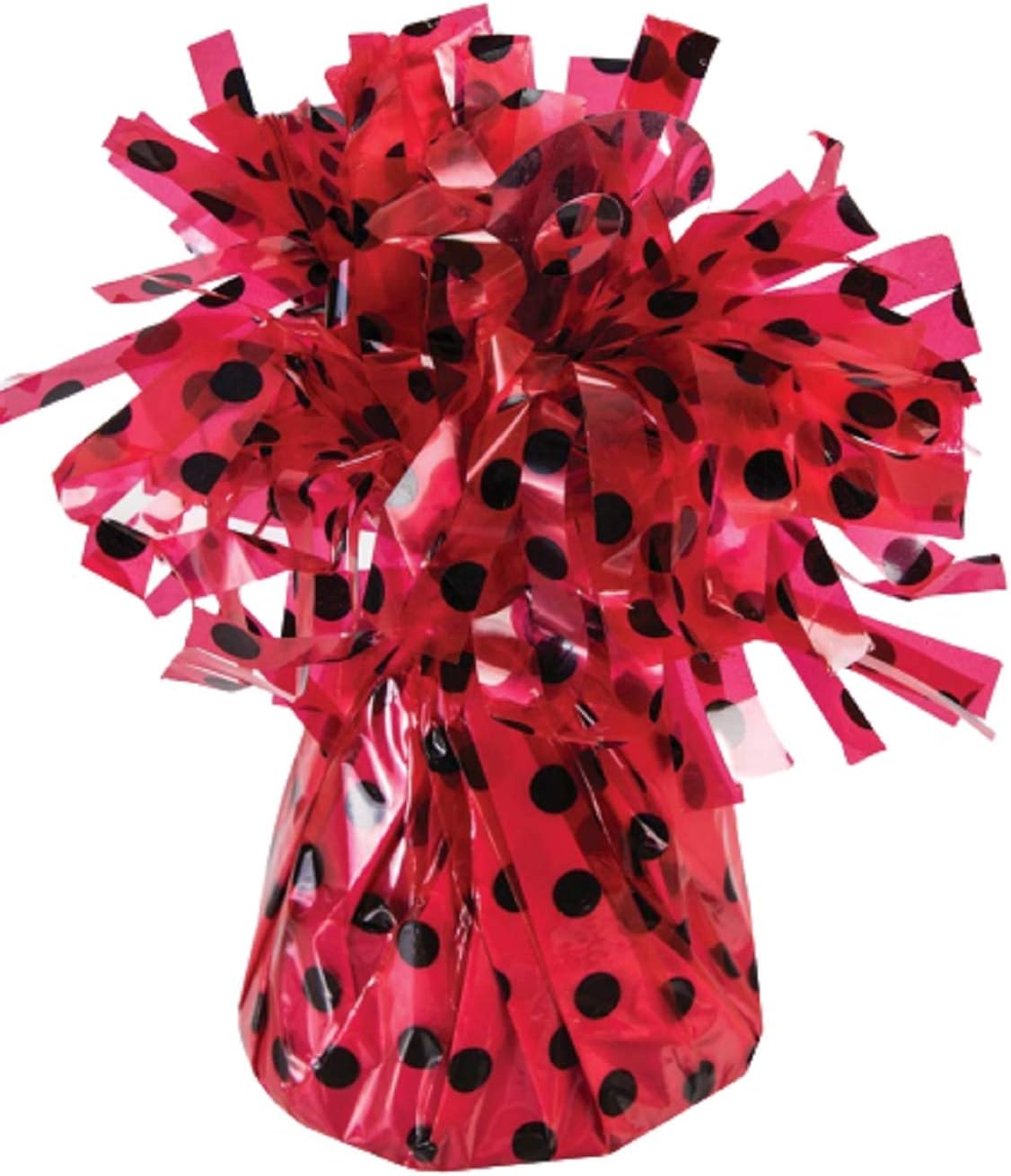 PMU 6 Pcs Polka Dot Kisses Balloon Weights - Decorative Balloon Weight for Christmas, Thanksgiving, Birthday, Party Favors, Wedding & Baby Shower - 6oz. Red With Black, Pkg/6
