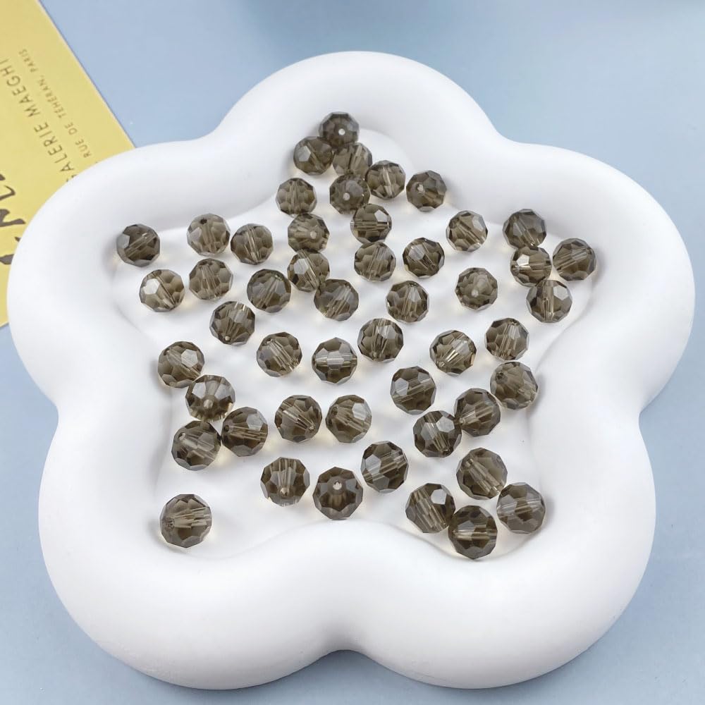 200 PCS 6mm Crystal Glass Beads Round Multiple Faceted Loose Spacer Glass Beads for DIY Handcrafte Bracelet Necklace Earring Jewelry Making(Grey)