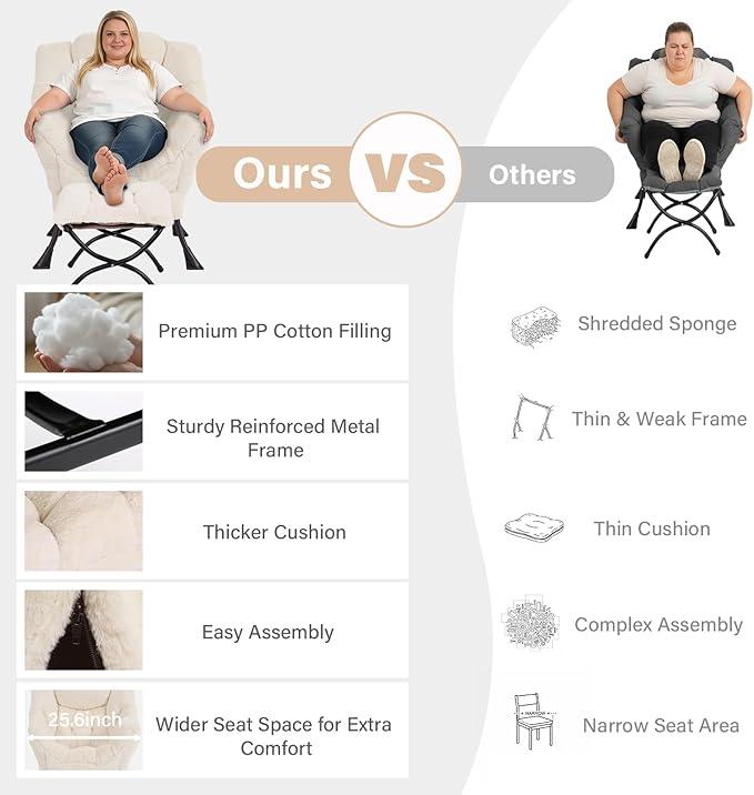 MBOOYOME Lazy Chair with Ottoman, Modern Accent Lounge Armchair with Side - Image 9