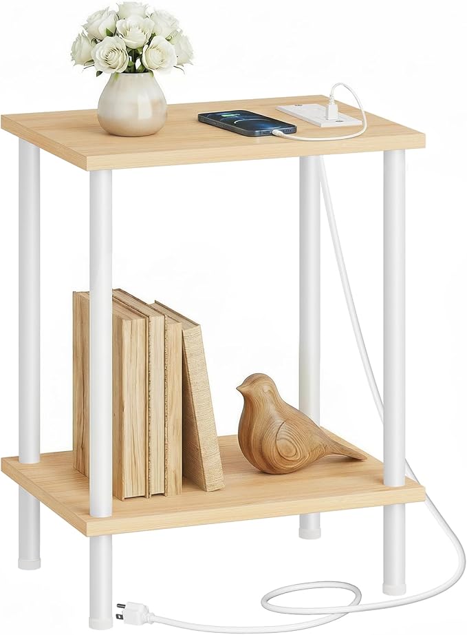 HOOBRO Side Table with Charging Station, End Table with USB Port and Outlet - Image 8