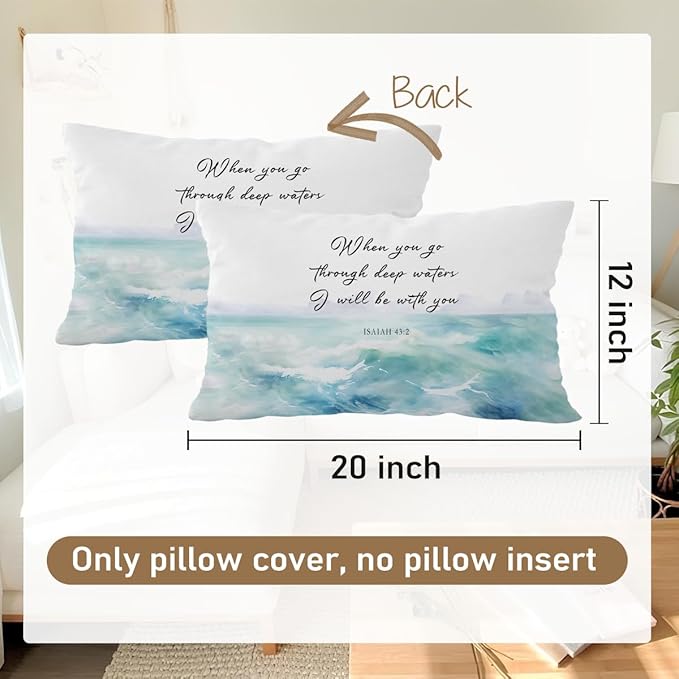 Beach Bible Throw Pillow Cover 12x20 - Image 7