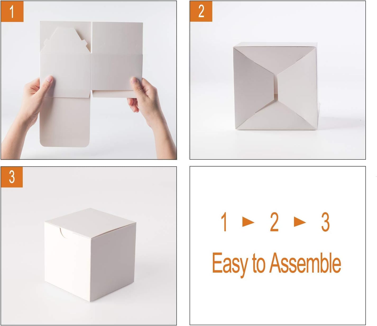 GEFTOL Gift Box 10 Pack 6 x 6 x 4 inches Fold Box Paper Gift Box Bridesmaids Proposal Box for Bridal Birthday Party Christmas(White)