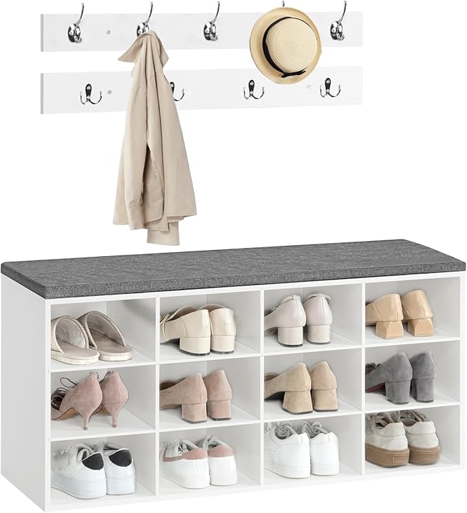 HOOBRO Shoe Storage Bench with Cushion, 39.4" L Entryway Bench with 12 Cubbies - Image 9