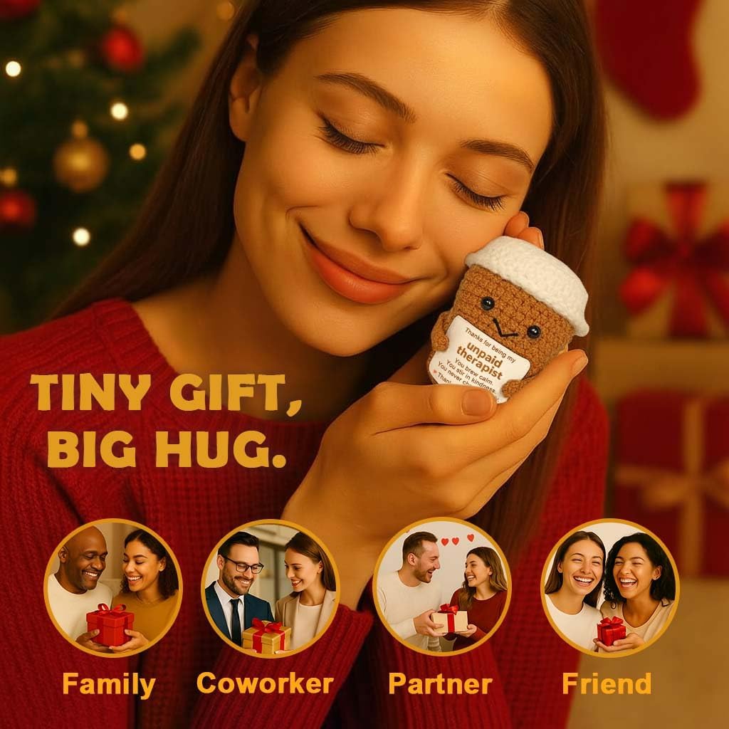 Coffee Lover Gift for Women, Funny Thank You Gifts for Best Friend Bestie, Small Coworker Appreciation Gift, Positive Espresso Emotional Crochet Support