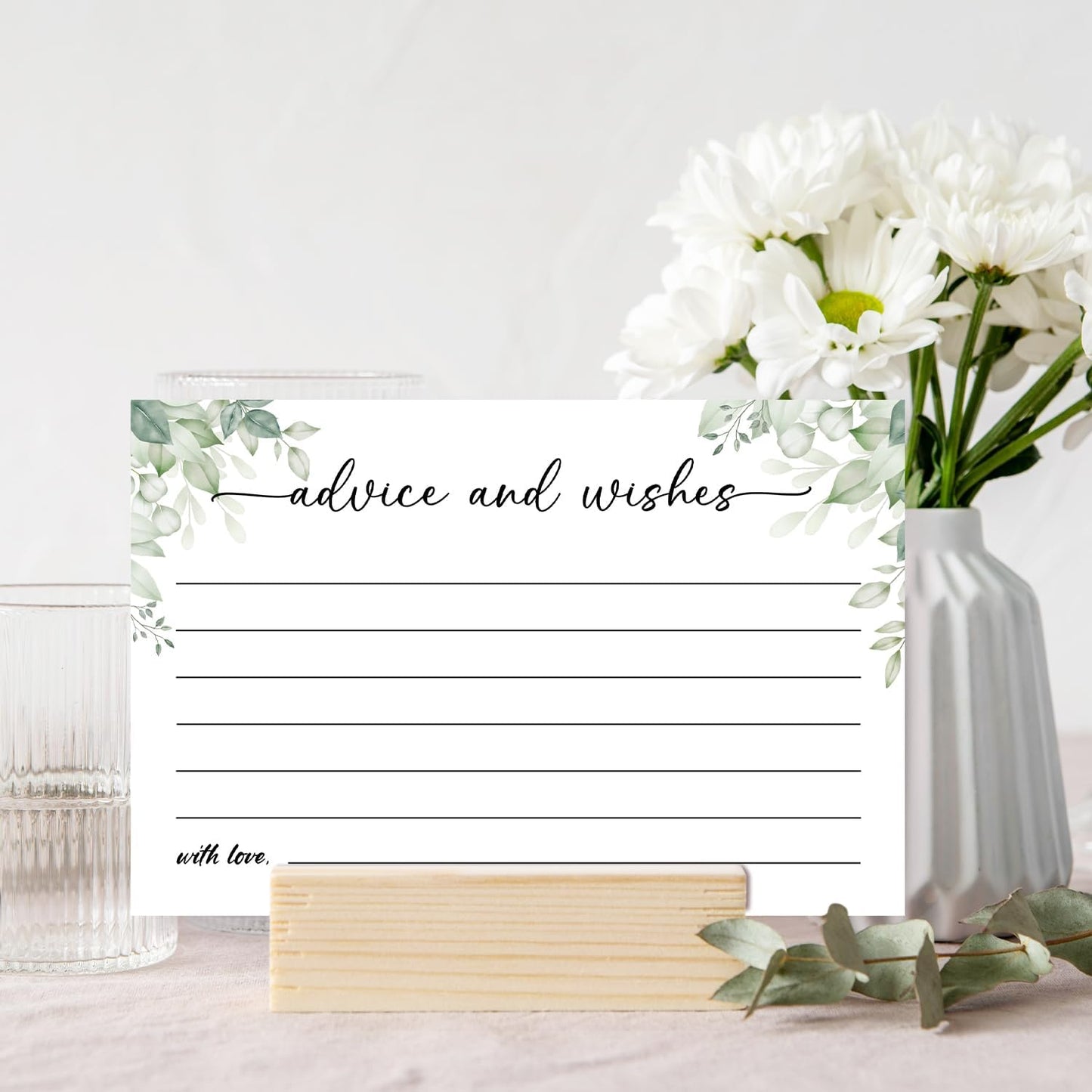 Green Left Advice and Wishes Cards for the New Mr and Mrs, Wedding, Bridal Shower, Baby Shower, Graduation, Party Decorations, 25 PCS 4x6 Inches Card-006