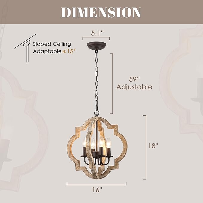 16 Inch Farmhouse Chandelier for Dining Room French Country Light Fixtures Over - Image 8