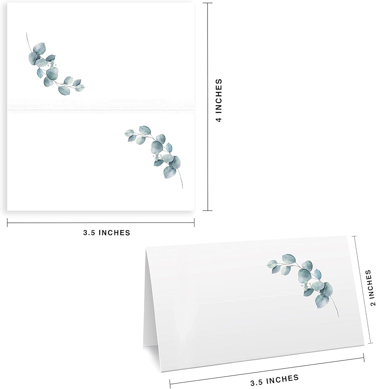 CLEVER SIGNS Place Cards for Wedding or Party, Seating Place Cards for Tables, Scored for Easy Folding, Flower Design 100 Pack, 2 x 3.5 Inches