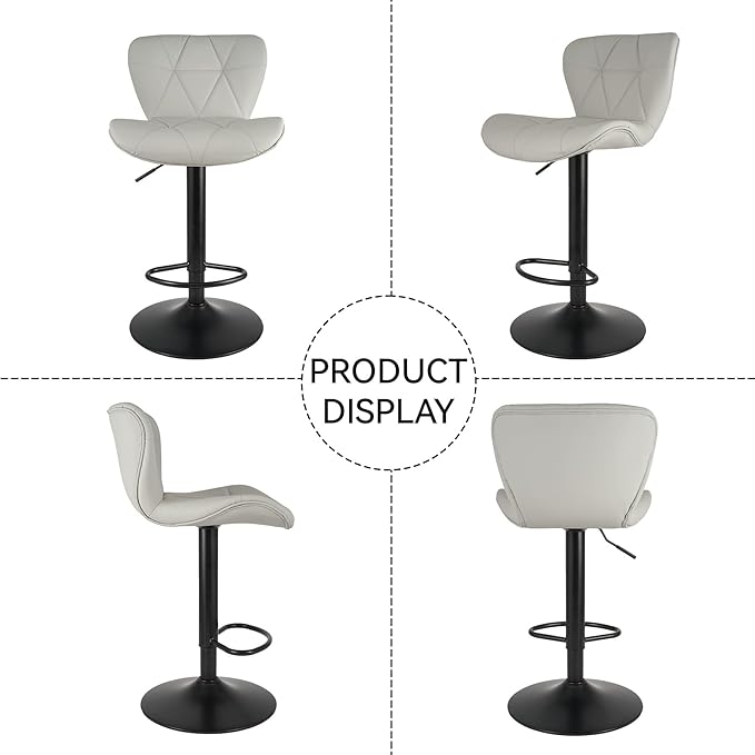 Nalupatio Modern Bar Stools Set of 2, Adjustable Faux Leather Upholstered - Image 7