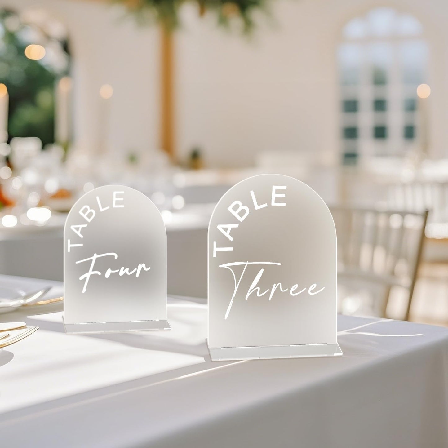 Frosted Arch Wedding Table Numbers 1-30 with Stands, 5x7 Inch Acrylic Arch Sign with Holder for Wedding Reception Table Centerpiece Decoration(New)