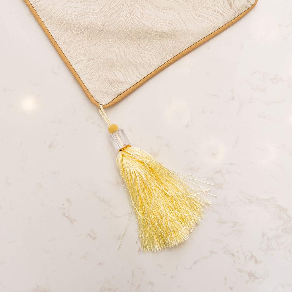 Avigers 12 x 59 Inch Decorative Luxury Abstract Striped Beige Table Runners with Tassels for Home Living Room Bedroom Art Decor Wedding