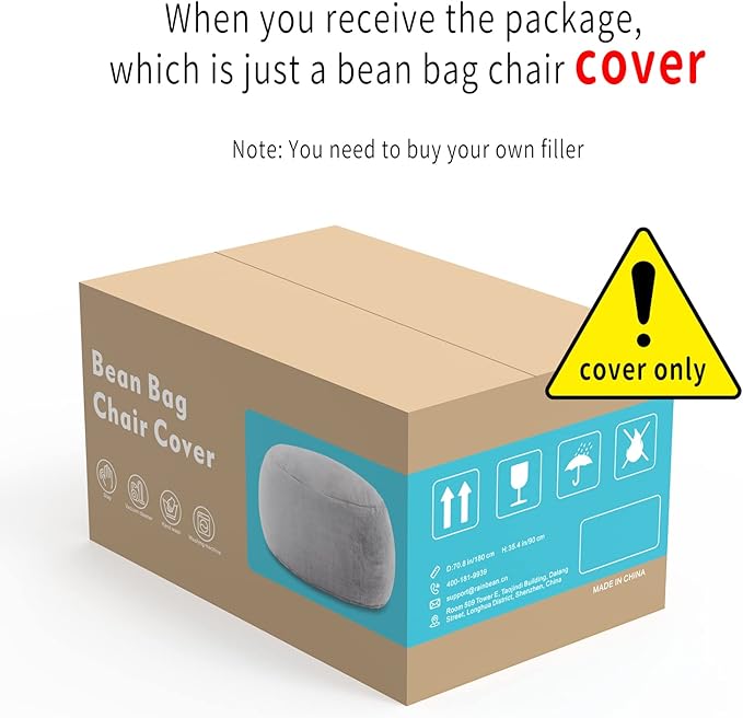 YudouTech(No Filler Bean Bag Chair Cover Without Filler, Big Round Soft Fluffy - Image 6
