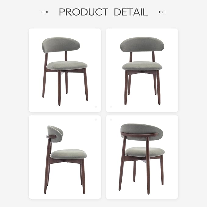 COLAMY Wooden Dining Room Chairs Set of 4, Modern Upholstered Fabric Dining - Image 9