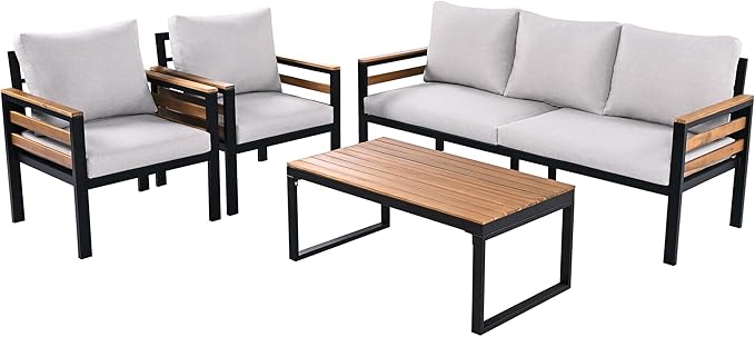 VilroCaz 4-Piece Outdoor Patio Furniture Sectional Sofa Set - Image 9