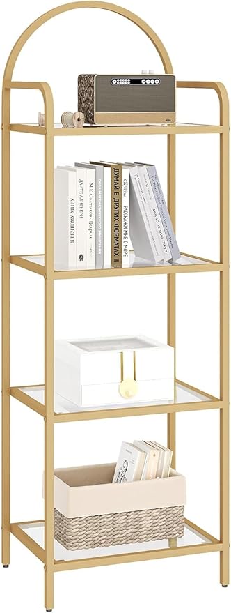 Hzuaneri Bookcase Bookshelf, Tempered Glass Bookshelves, Slim Shelving Unit - Image 9
