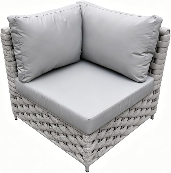 TWT Khaki Gray Left Arm Outdoor Sofa, Modular Patio Chair by TWT