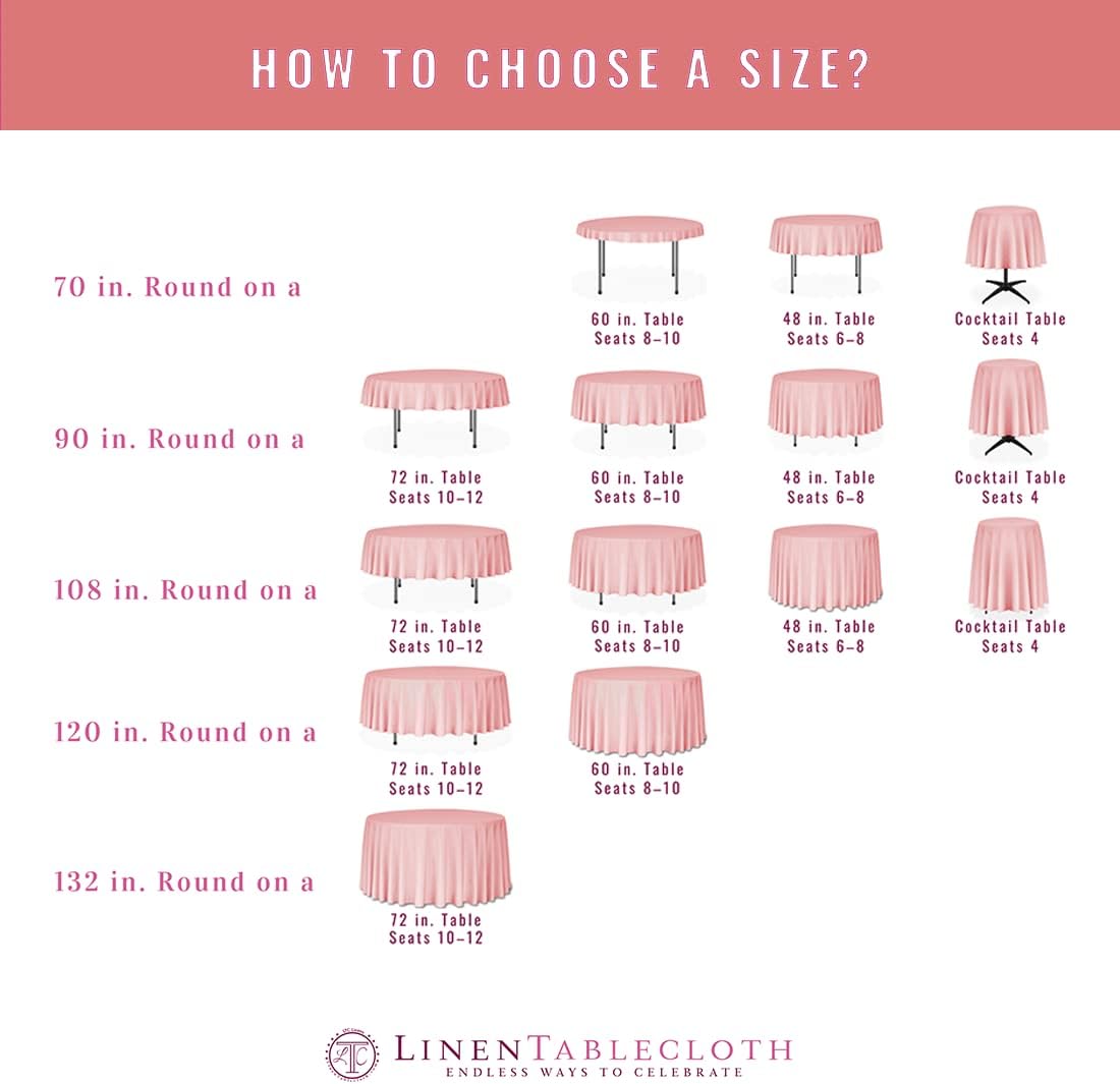 LinenTablecloth 108-Inch Round Polyester Tablecloth Fuchsia