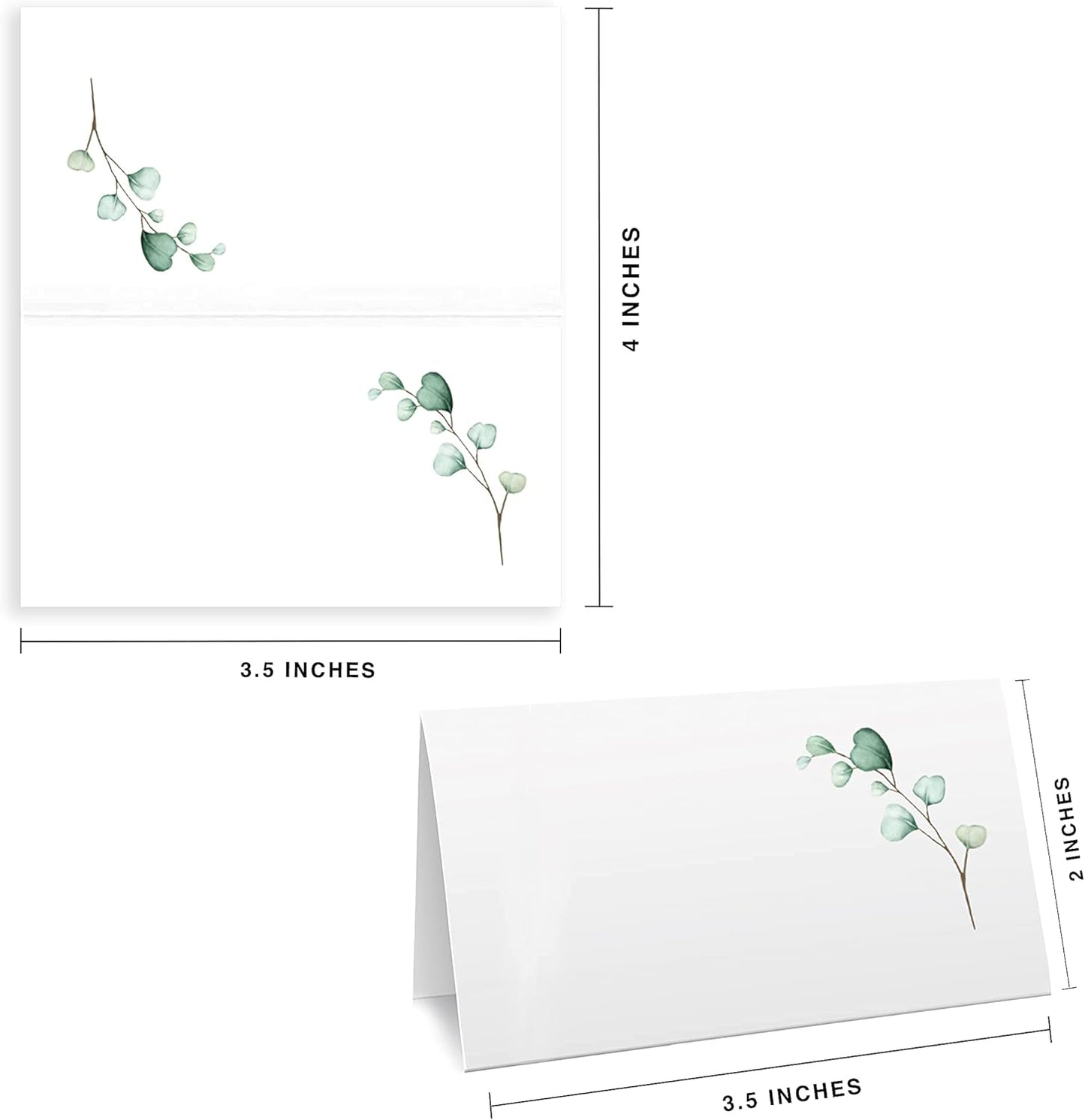 Watercolor Place Cards for Wedding or Party, Seating Place Cards for Tables, Scored for Easy Folding, 100 Pack, 2 x 3.5 Inches