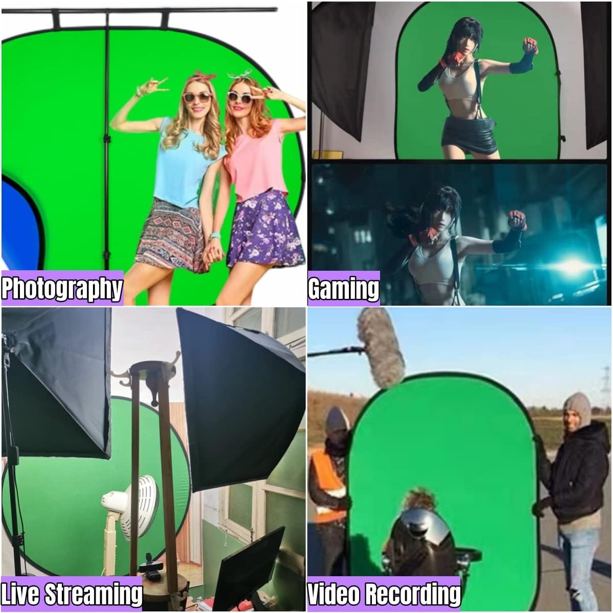 Blue Green Screen Backdrop Double Sided Collapsible Greenscreen Backdrop with Carrying Bag,Portable Pop Up Green Screen Background for Streaming Webcam, Blue & Green 59.1 * 78.7"
