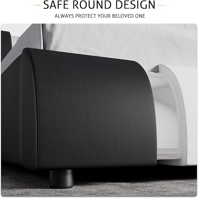 SHA CERLIN Modern Faux Leather King Bed Frame - Image 6